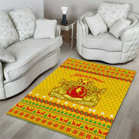 Myanmar Christmas Area Rug with Yellow-Red-Green Theme, National Emblem, and Star Motif - Wonder Print Shop