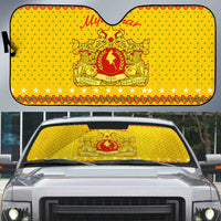 Myanmar Christmas Auto Sun Shade with Yellow-Red-Green Theme, National Emblem, and Star Motif - Wonder Print Shop