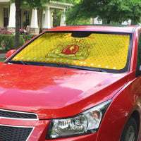 Myanmar Christmas Auto Sun Shade with Yellow-Red-Green Theme, National Emblem, and Star Motif - Wonder Print Shop