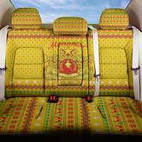 Myanmar Christmas Back Car Seat Cover with Yellow-Red-Green Theme, National Emblem, and Star Motif - Wonder Print Shop