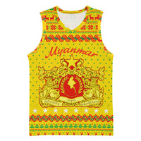 Myanmar Christmas Basketball Jersey with Yellow-Red-Green Theme, National Emblem, and Star Motif - Wonder Print Shop