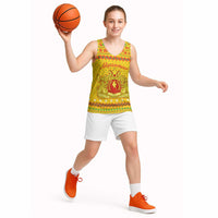 Myanmar Christmas Basketball Jersey with Yellow-Red-Green Theme, National Emblem, and Star Motif - Wonder Print Shop