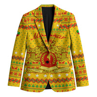 Myanmar Christmas Blazer with Yellow-Red-Green Theme, National Emblem, and Star Motif - Wonder Print Shop