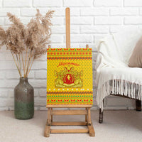 Myanmar Christmas Canvas Wall Art with Yellow-Red-Green Theme, National Emblem, and Star Motif - Wonder Print Shop