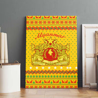 Myanmar Christmas Canvas Wall Art with Yellow-Red-Green Theme, National Emblem, and Star Motif - Wonder Print Shop