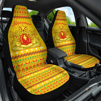 Myanmar Christmas Car Seat Cover with Yellow-Red-Green Theme, National Emblem, and Star Motif - Wonder Print Shop