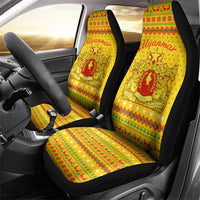 Myanmar Christmas Car Seat Cover with Yellow-Red-Green Theme, National Emblem, and Star Motif - Wonder Print Shop