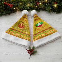 Myanmar Christmas Santa Hat with Yellow-Red-Green Theme, National Emblem, and Star Motif - Wonder Print Shop