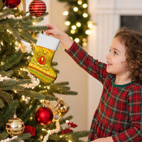 Myanmar Christmas Stocking with Yellow-Red-Green Theme, National Emblem, and Star Motif - Wonder Print Shop