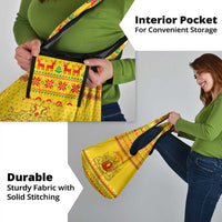 Myanmar Christmas Grocery Bag with Yellow-Red-Green Theme, National Emblem, and Star Motif - Wonder Print Shop