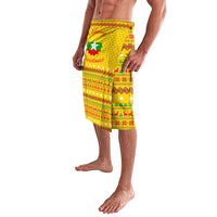 Myanmar Christmas Lavalava with Yellow-Red-Green Theme, National Emblem, and Star Motif - Wonder Print Shop