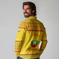 Myanmar Christmas Long Sleeve Polo Shirt with Yellow-Red-Green Theme, National Emblem, and Star Motif - Wonder Print Shop