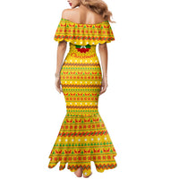 Myanmar Christmas Mermaid Dress with Yellow-Red-Green Theme, National Emblem, and Star Motif - Wonder Print Shop