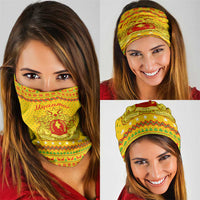 Myanmar Christmas Neck Gaiter with Yellow-Red-Green Theme, National Emblem, and Star Motif - Wonder Print Shop