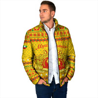 Myanmar Christmas Padded Jacket with Yellow-Red-Green Theme, National Emblem, and Star Motif - Wonder Print Shop