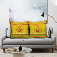 Myanmar Christmas Pillow Cover with Yellow-Red-Green Theme, National Emblem, and Star Motif - Wonder Print Shop