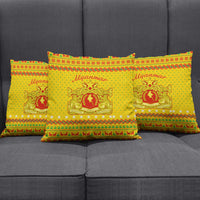 Myanmar Christmas Pillow Cover with Yellow-Red-Green Theme, National Emblem, and Star Motif - Wonder Print Shop
