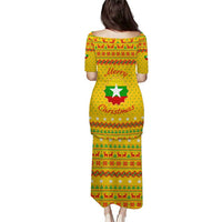 Myanmar Christmas Puletasi with Yellow-Red-Green Theme, National Emblem, and Star Motif - Wonder Print Shop