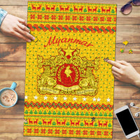 Myanmar Christmas Puzzle with Yellow-Red-Green Theme, National Emblem, and Star Motif - Wonder Print Shop