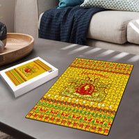 Myanmar Christmas Puzzle with Yellow-Red-Green Theme, National Emblem, and Star Motif - Wonder Print Shop