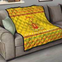 Myanmar Christmas Quilt with Yellow-Red-Green Theme, National Emblem, and Star Motif - Wonder Print Shop