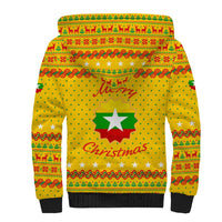Myanmar Christmas Sherpa Hoodie with Yellow-Red-Green Theme, National Emblem, and Star Motif - Wonder Print Shop