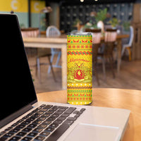 Myanmar Christmas Skinny Tumbler with Yellow-Red-Green Theme, National Emblem, and Star Motif - Wonder Print Shop