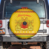 Myanmar Christmas Spare Tire Cover with Yellow-Red-Green Theme, National Emblem, and Star Motif - Wonder Print Shop