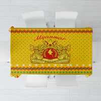 Myanmar Christmas Tablecloth with Yellow-Red-Green Theme, National Emblem, and Star Motif - Wonder Print Shop