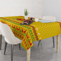 Myanmar Christmas Tablecloth with Yellow-Red-Green Theme, National Emblem, and Star Motif - Wonder Print Shop