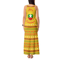 Myanmar Christmas Tank Maxi Dress with Yellow-Red-Green Theme, National Emblem, and Star Motif - Wonder Print Shop