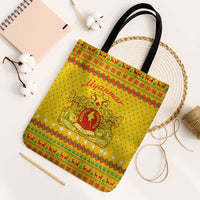 Myanmar Christmas Tote Bag with Yellow-Red-Green Theme, National Emblem, and Star Motif - Wonder Print Shop