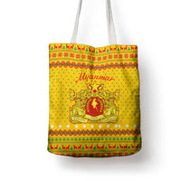 Myanmar Christmas Tote Bag with Yellow-Red-Green Theme, National Emblem, and Star Motif - Wonder Print Shop
