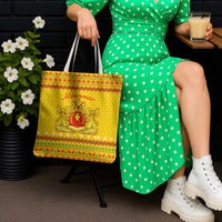 Myanmar Christmas Tote Bag with Yellow-Red-Green Theme, National Emblem, and Star Motif - Wonder Print Shop