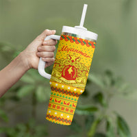 Myanmar Christmas Tumbler With Handle with Yellow-Red-Green Theme, National Emblem, and Star Motif - Wonder Print Shop