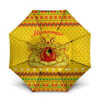 Myanmar Christmas Umbrella with Yellow-Red-Green Theme, National Emblem, and Star Motif - Wonder Print Shop