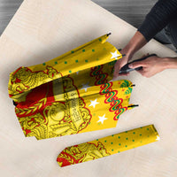 Myanmar Christmas Umbrella with Yellow-Red-Green Theme, National Emblem, and Star Motif - Wonder Print Shop