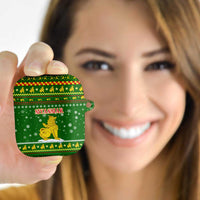 Myanmar Christmas AirPods Case with Green-Gold Theme, Chinthe Lion, and Santa Motif - Wonder Print Shop