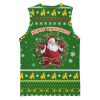 Myanmar Christmas Basketball Jersey with Green-Gold Theme, Chinthe Lion, and Santa Motif - Wonder Print Shop