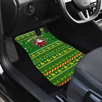 Myanmar Christmas Car Mats with Green-Gold Theme, Chinthe Lion, and Santa Motif - Wonder Print Shop