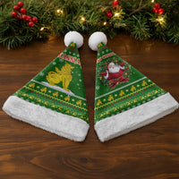 Myanmar Christmas Santa Hat with Green-Gold Theme, Chinthe Lion, and Santa Motif - Wonder Print Shop