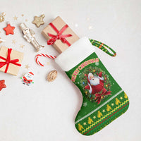 Myanmar Christmas Stocking with Green-Gold Theme, Chinthe Lion, and Santa Motif - Wonder Print Shop