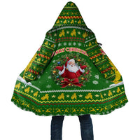 Myanmar Christmas Cloak with Green-Gold Theme, Chinthe Lion, and Santa Motif - Wonder Print Shop