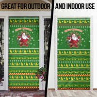 Myanmar Christmas Door Cover with Green-Gold Theme, Chinthe Lion, and Santa Motif - Wonder Print Shop
