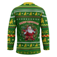 Myanmar Christmas Hockey Jersey with Green-Gold Theme, Chinthe Lion, and Santa Motif - Wonder Print Shop