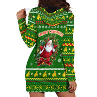 Myanmar Christmas Hoodie Dress with Green-Gold Theme, Chinthe Lion, and Santa Motif - Wonder Print Shop