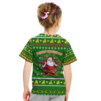 Myanmar Christmas Kid T Shirt with Green-Gold Theme, Chinthe Lion, and Santa Motif - Wonder Print Shop