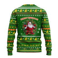 Myanmar Christmas Ugly Christmas Sweater with Green-Gold Theme, Chinthe Lion, and Santa Motif - Wonder Print Shop