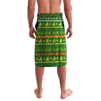 Myanmar Christmas Lavalava with Green-Gold Theme, Chinthe Lion, and Santa Motif - Wonder Print Shop