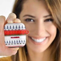 Namibia Christmas AirPods Case with Red-Green Theme, Coat of Arms, and National Flag Motif - Wonder Print Shop